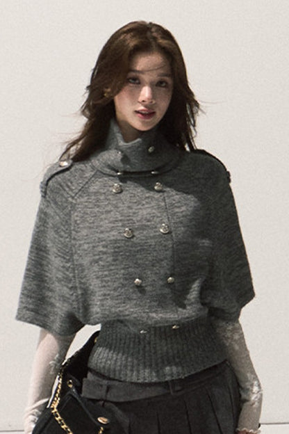 Wool Pullover Cape Shawl Coat