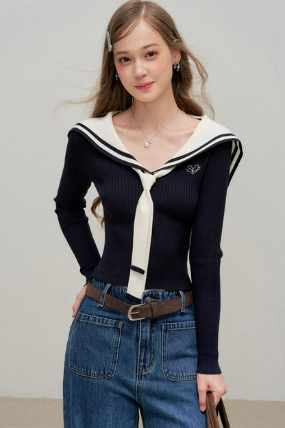 Sailor Collar Knit Sweater