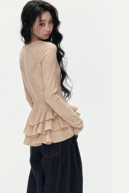 V-Neck Lace Tiered Top