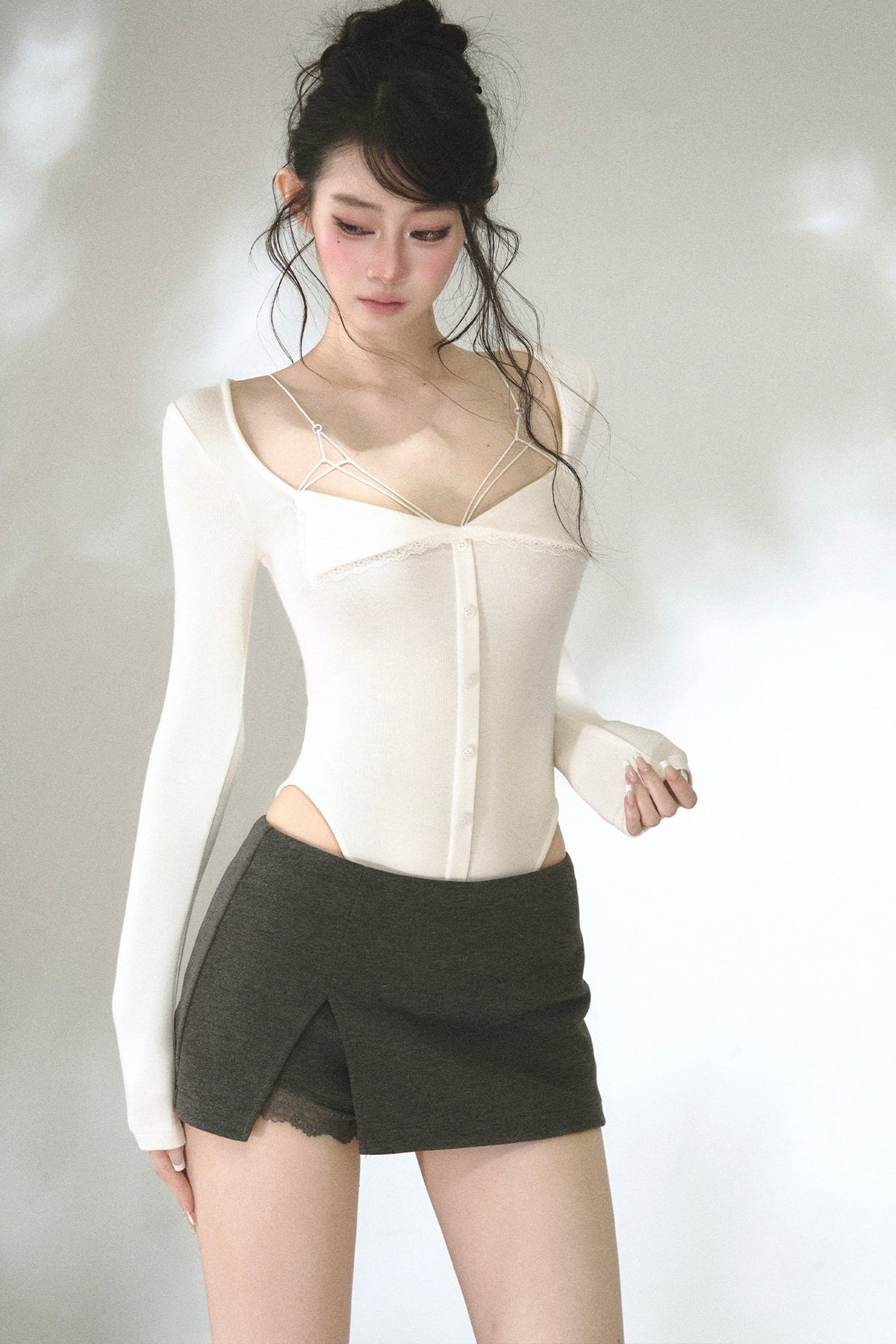 Lace Patchwork A-Line Skirt