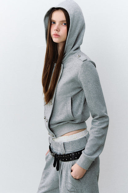 Conjunto de 3 piezas de sudadera con capucha cruzada y pantalones