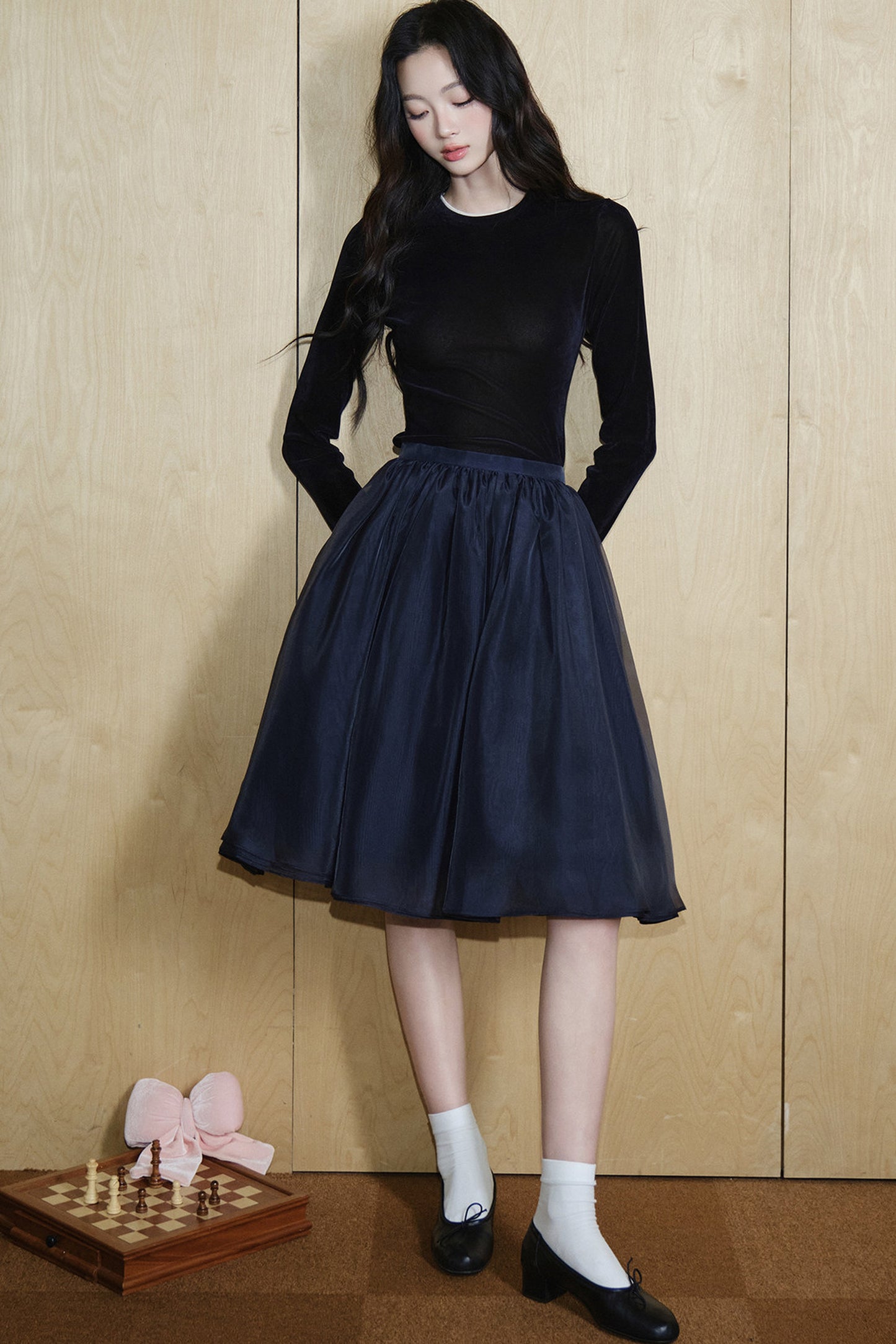 Pearlescent Mesh A-Line Skirt