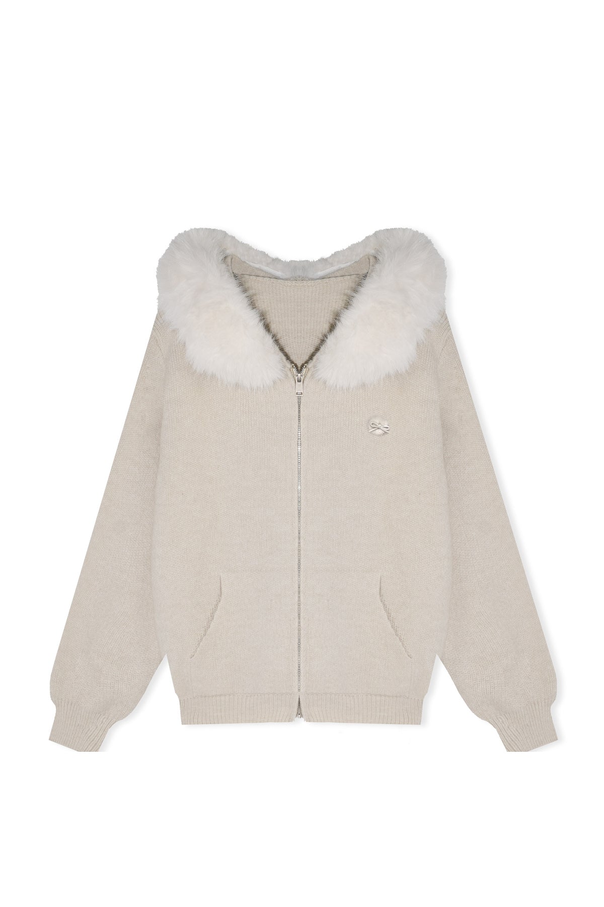 Detachable Fur Collar Hooded Jacket and Wide-Leg Pants Set-Up