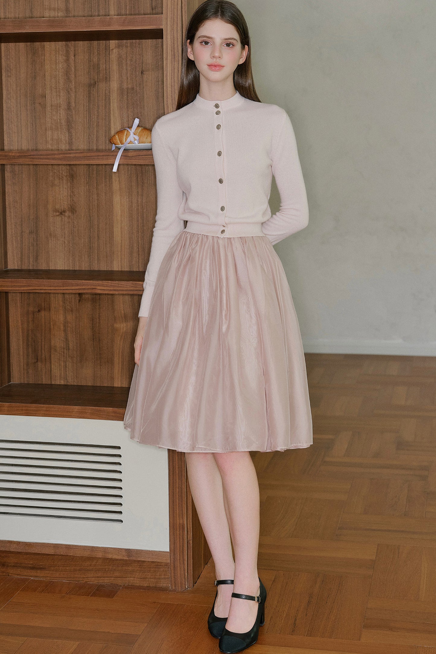 Pearlescent Mesh A-Line Skirt