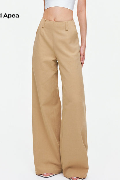 Tencel Linen Cotton Wide-Leg Trousers