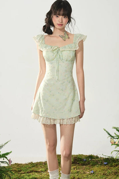 Mint Flutter Floral Dress