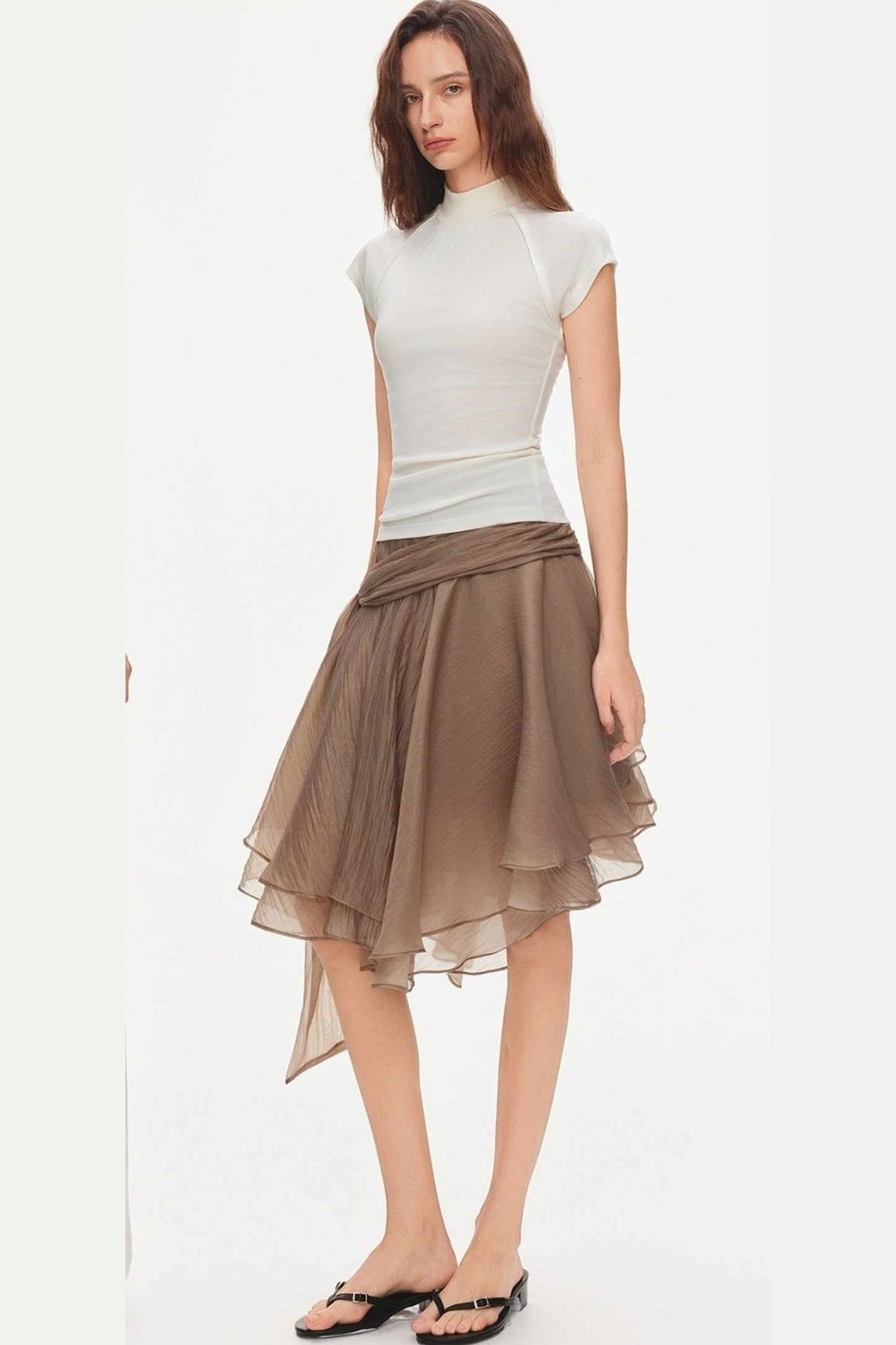 Bluse mit Flatterärmeln und Raffungen aus Lyocell-Seidenmischung