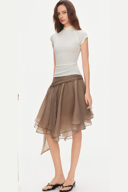 Bluse mit Flatterärmeln und Raffungen aus Lyocell-Seidenmischung