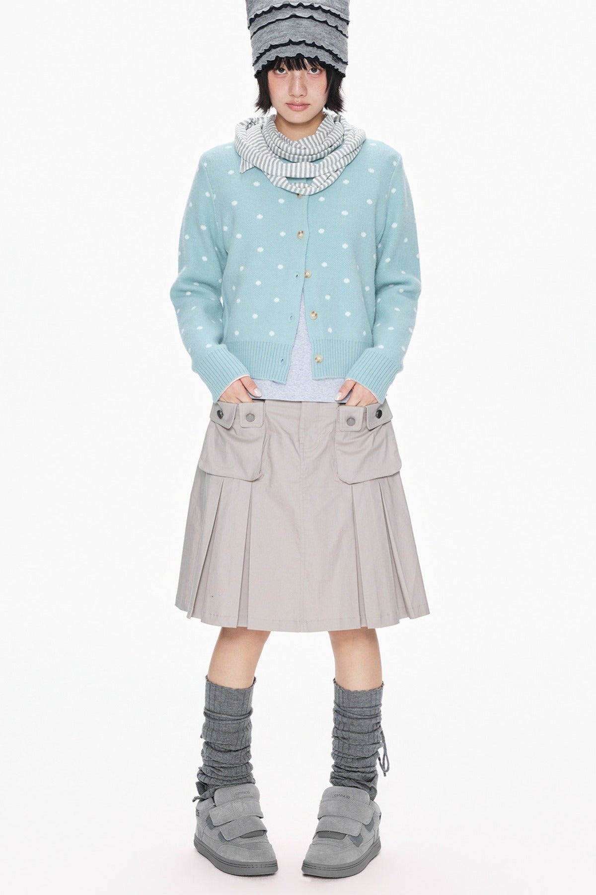 Polka Dot Short Knit Cardigan