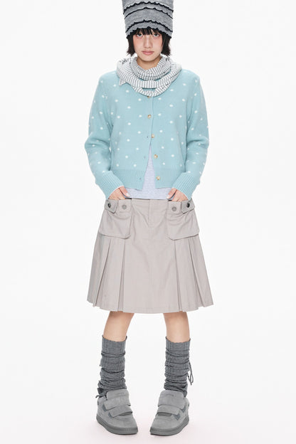 Polka Dot Short Knit Cardigan