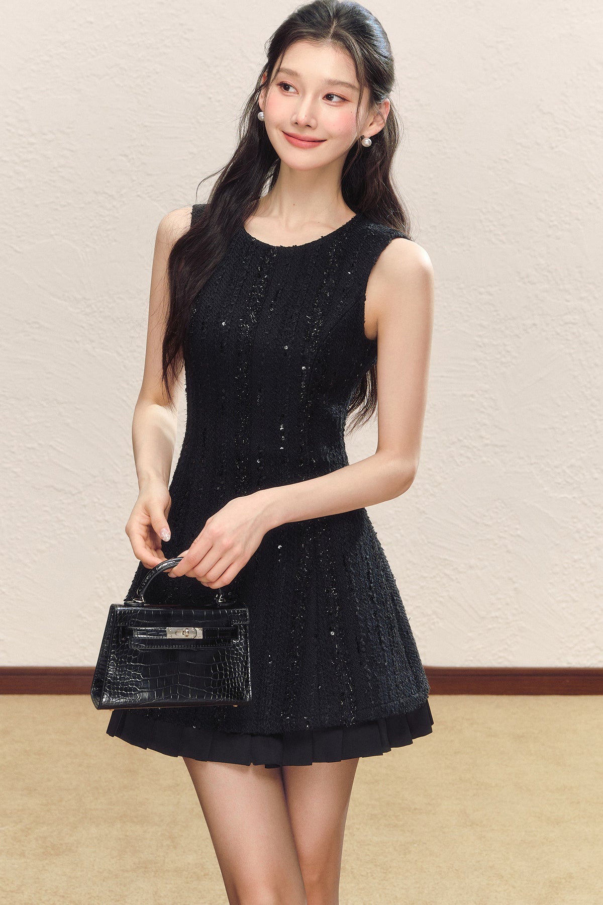 Little Chanel Style Satin Vest Dress and Jacket Set