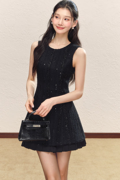 Little Chanel Style Satin Vest Dress and Jacket Set
