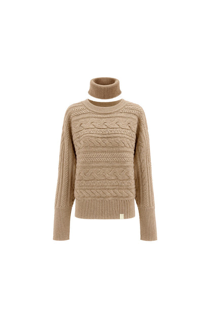 Turtleneck Knit Sweater and Long Skirt Set-Up