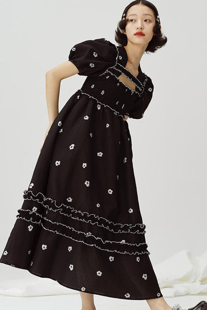 Floral Puff-Sleeve Dress