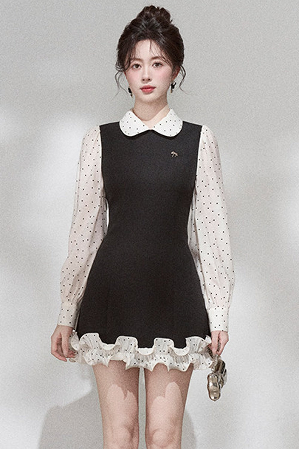 Doll Collar Layered-Look Dress