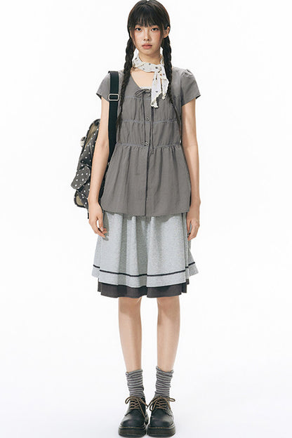 Reversible Color-Blocked Knit Skirt