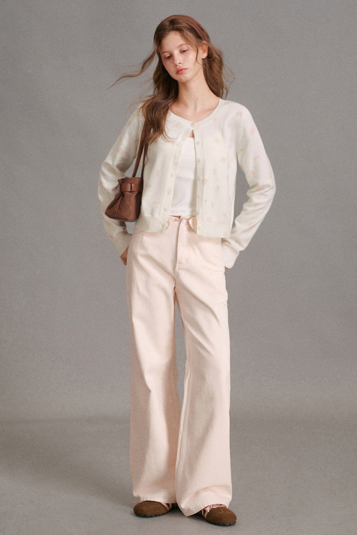 Long-Sleeved Hand-Painted Rose Cardigan