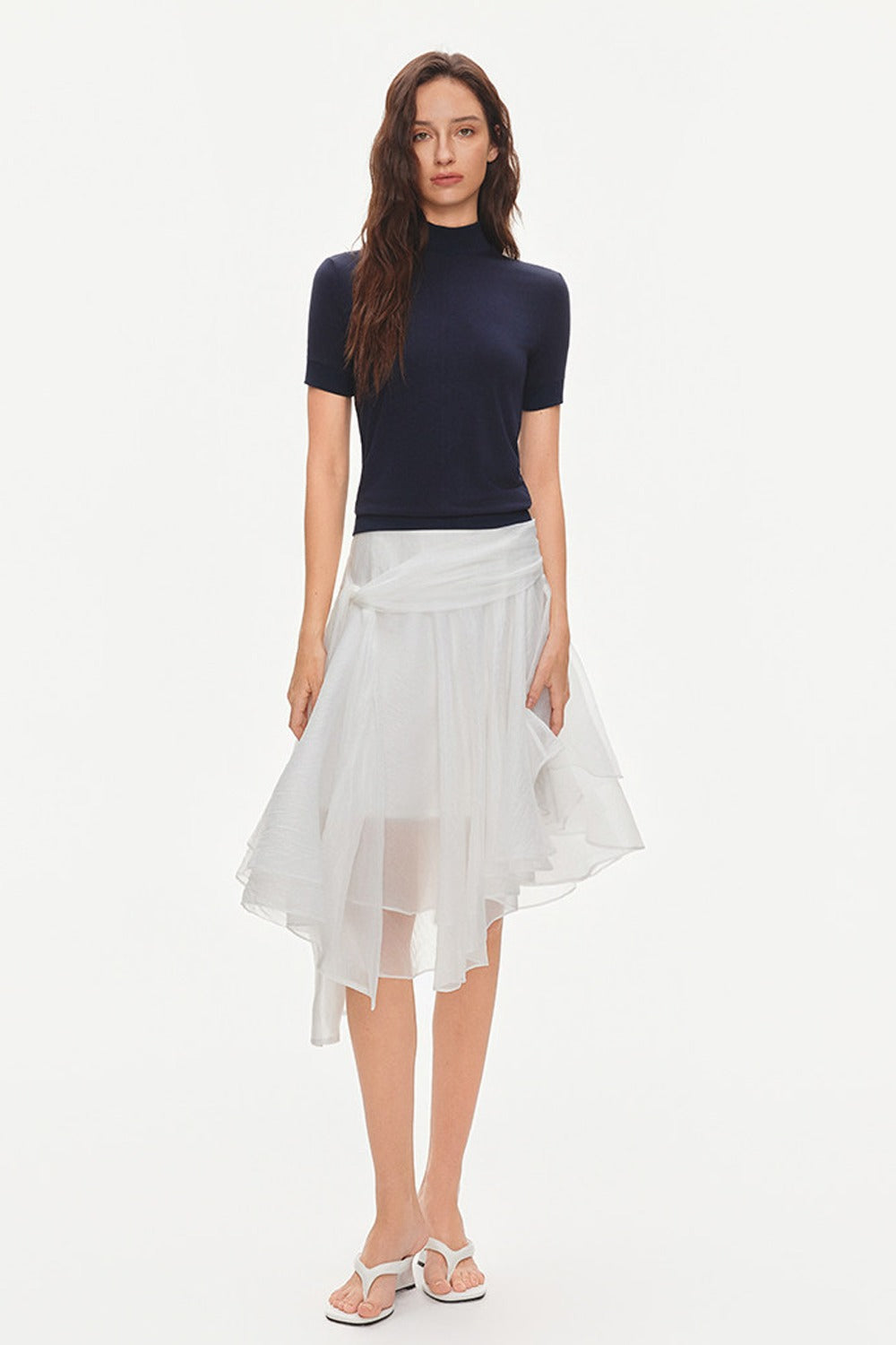 Tencel-Modal-Bluse mit halbhohem Kragen