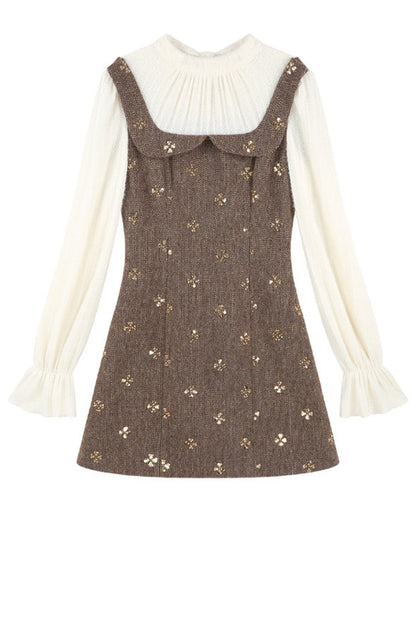 Sequin Patchwork Layered-Look Dress