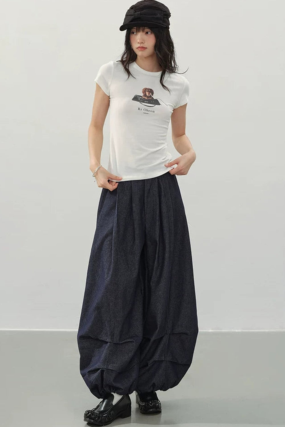 Pantalons Lanternes en Denim de Nuit à Lisbonne