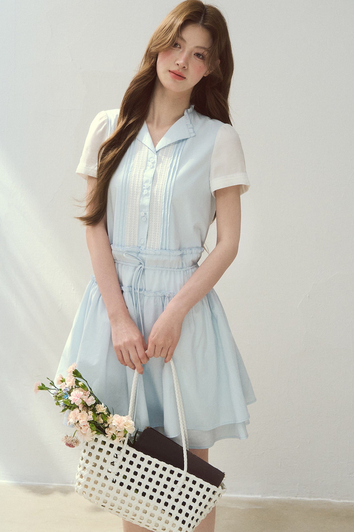 Sea Salt Blue Lyocell Shirt Dress