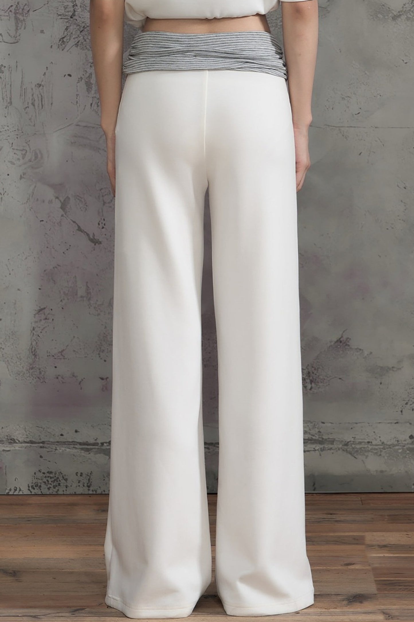 Color-Block Striped Wide-Leg Pants