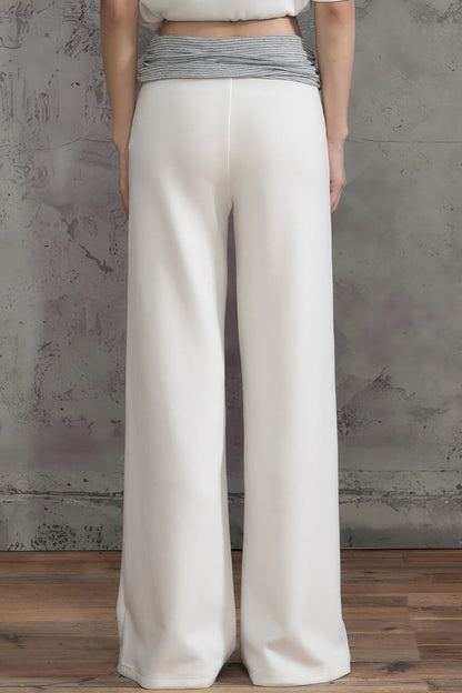 Color-Block Striped Wide-Leg Pants