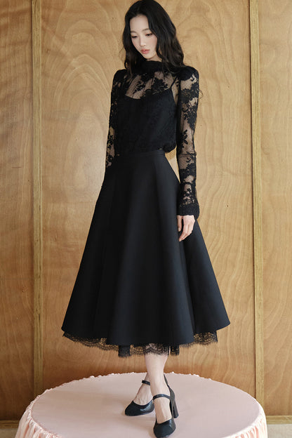 Blusa in rete e pizzo francese