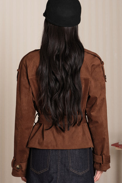 Double-Breasted Suede Trench Coat