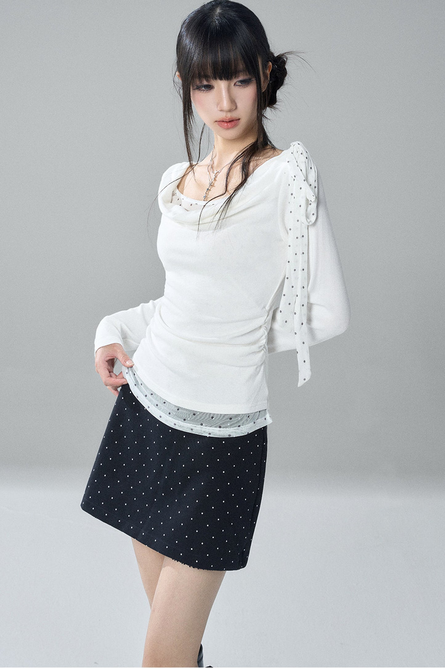 Gray Swing Collar Blouse