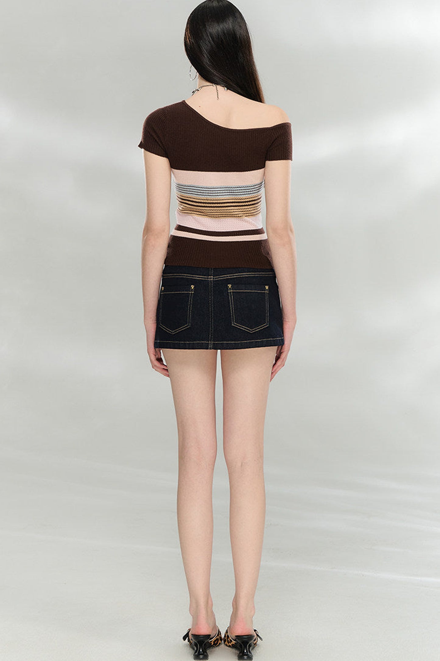 Asymmetrical Striped Knit Top