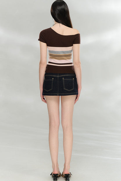 Asymmetrical Striped Knit Top