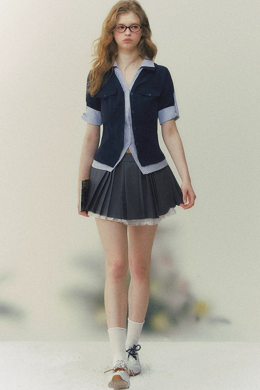 Kariertes Patchwork-Polo-Hemd