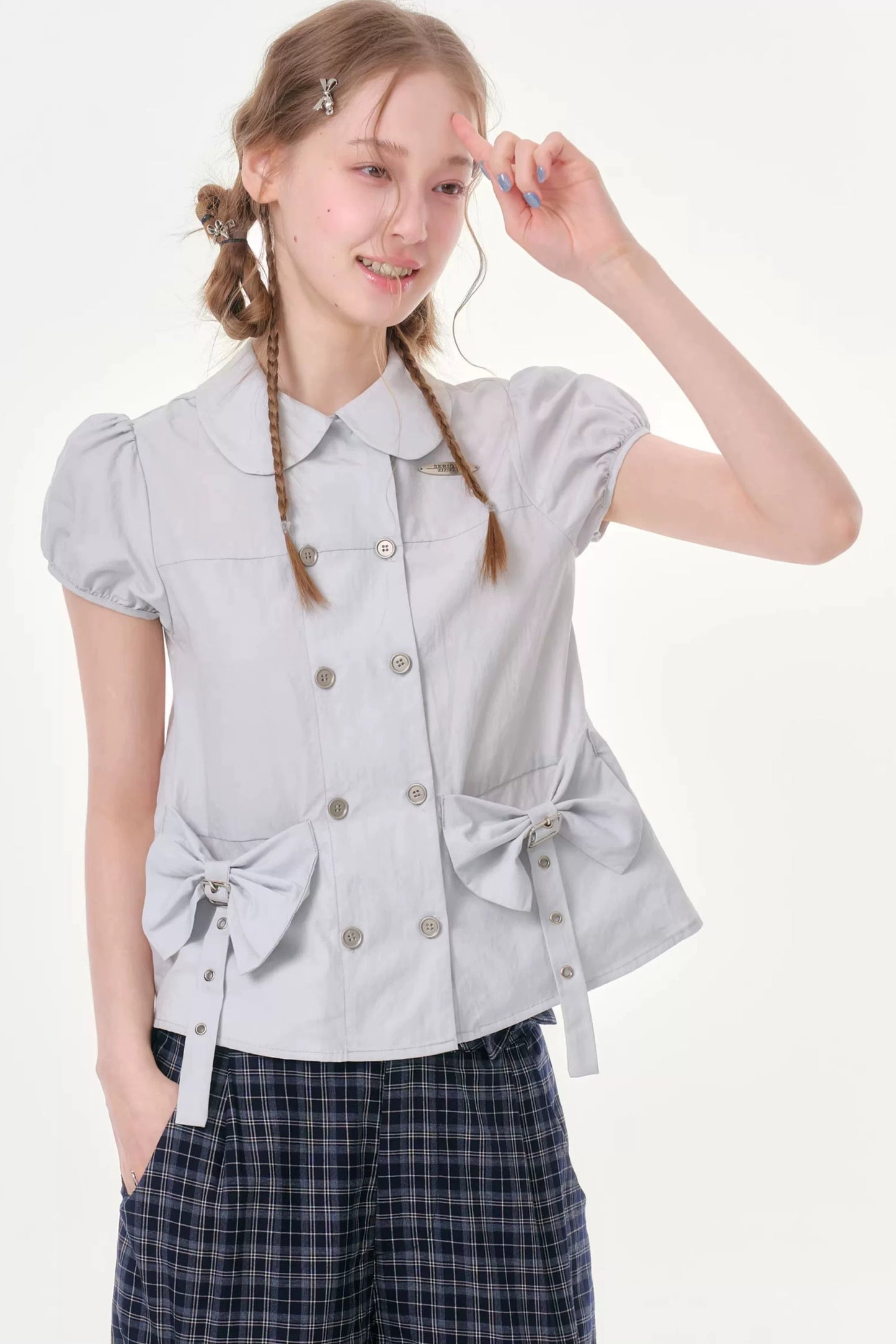 Misty Bow Puff Sleeve Blouse