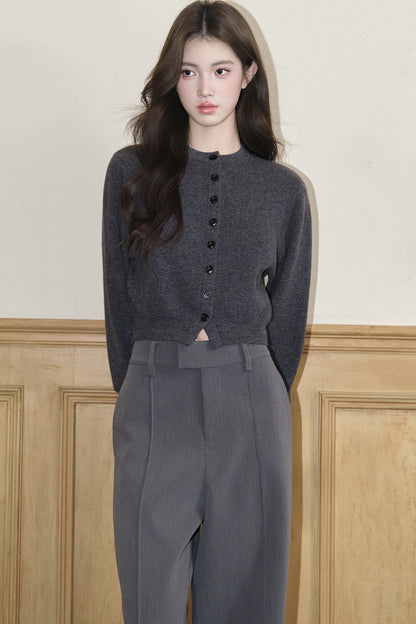 Pure Wool Round Neck Cardigan