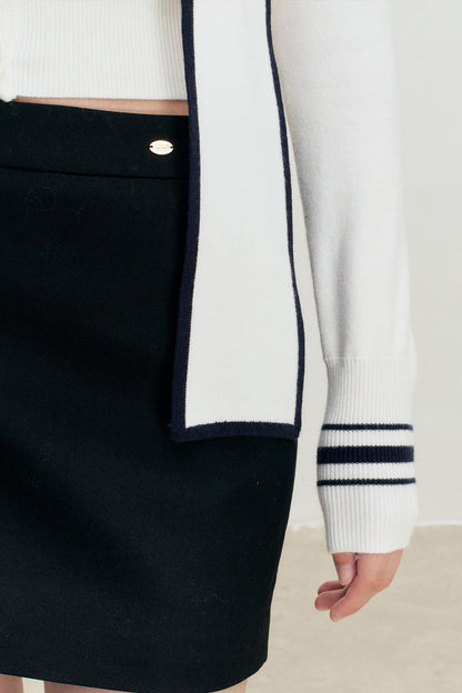 Sailor Collar Shawl Knit Sweater