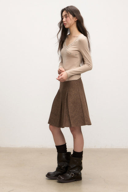 Lace V-Neck Knit Top and Skirt Set-Up