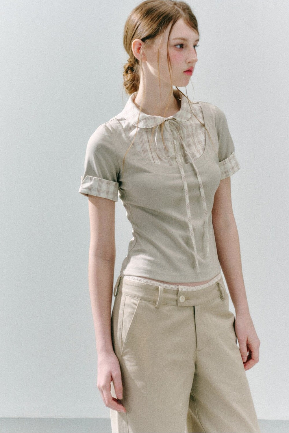 Haut preppy en modal patchwork