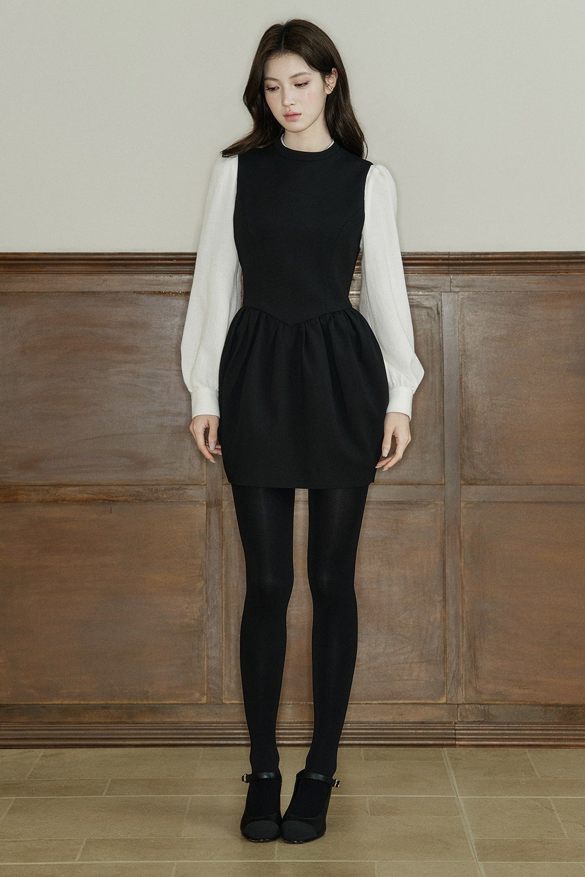 Loose Wool Blend Puff Sleeve Shirt