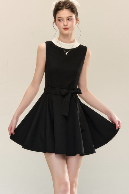 Hepburn Style Tie Waist Dress
