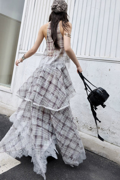 Bohemian Lace Plaid Two-Piece Set