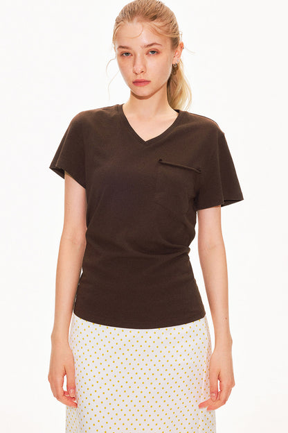 Haut col V en pur coton