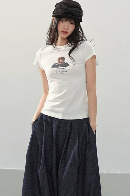 Dog Print Slim Top
