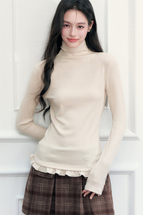 Ruffled Hem Long Sleeve T-Shirt
