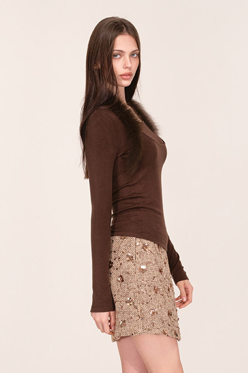 Sequin Tweed A-Line Skirt