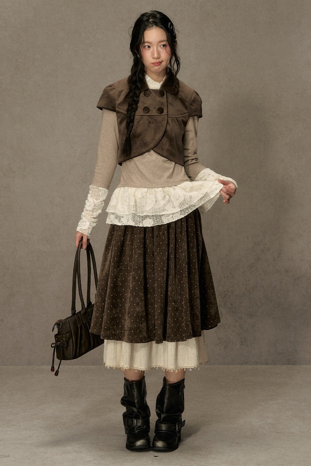 Gilet vintage croisé à revers