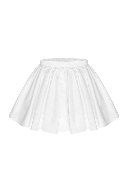 Polka Dot Knitted Cardigan and White Skirt Set-Up