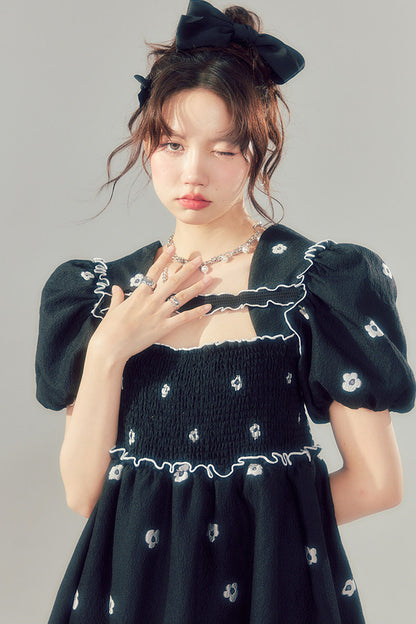 Floral Puff-Sleeve Dress