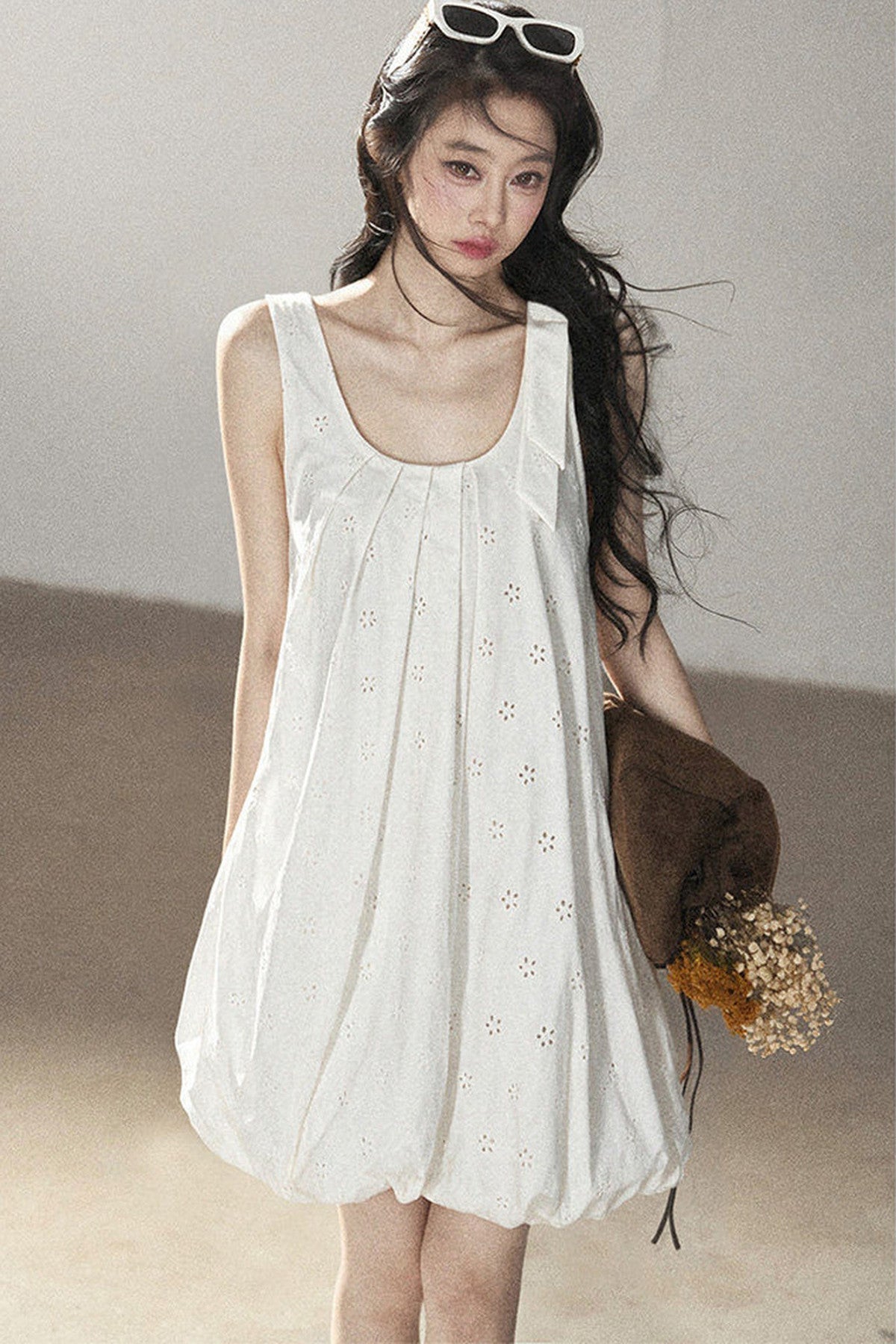 Autumn Hollow-Out Floral Short Dress