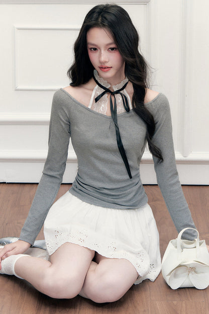 Lace Halter Layered-Look Top